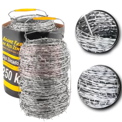Arame Farpado Maleável E Resistente Com 100M Ou 250M 250kgf Para Cerca Aço Zincado