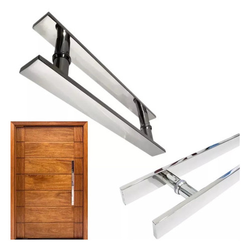 Puxador Barra Chata Polido 30cm entre furos 20cm Ideal para Porta de Madeira Vidro Alumínio Ferro Fácil Instalação 30x10