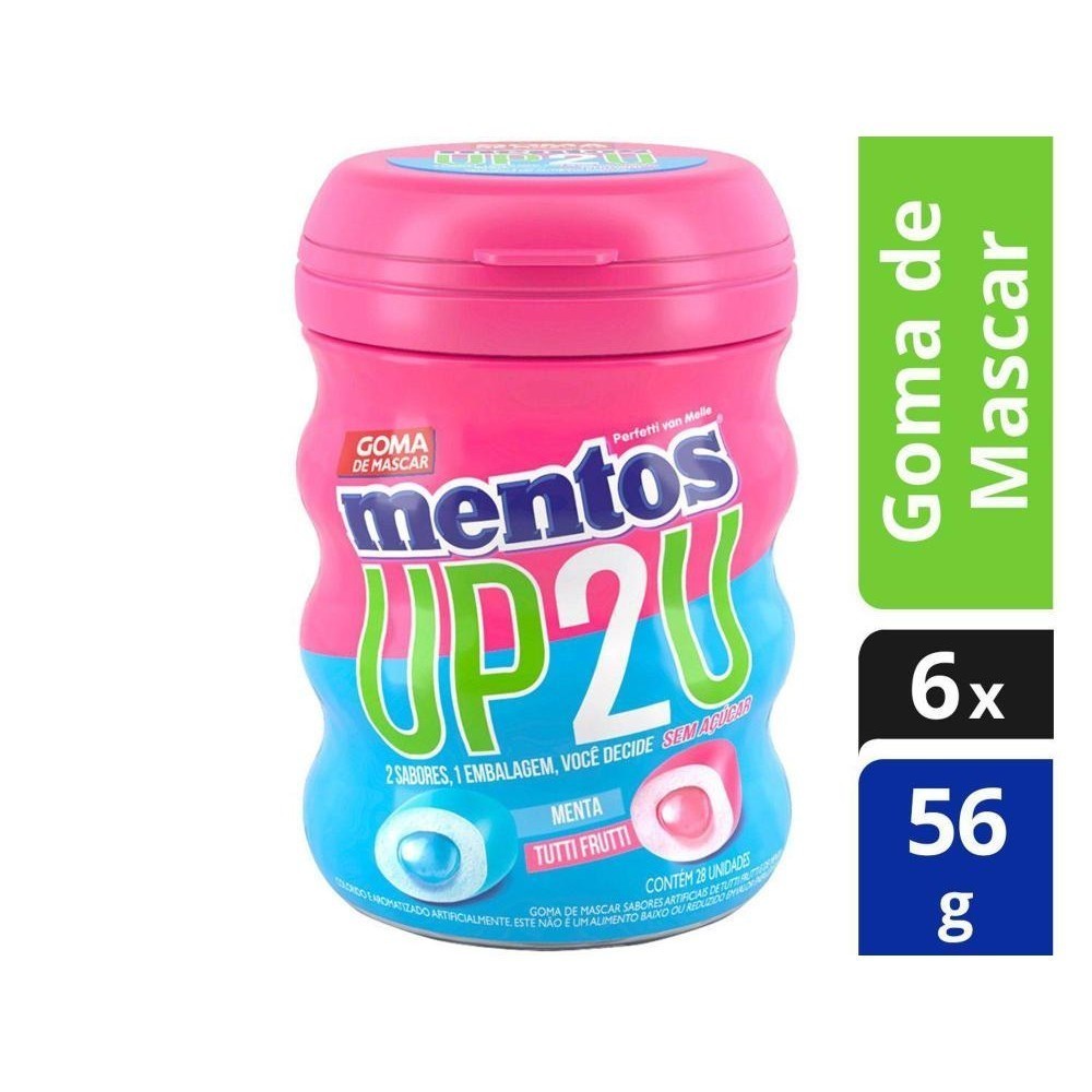 Goma de Mascar Mentos Pure Fresh Tutti-Frutti - Menta sem Açúcar 56g Display 6 Unidades