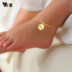 Tornozeleira Personalizada Vnox Para Bebês E Crianças , Corrente De Pé Dourada Hipoalergênica Segura , Joias De Aniversá