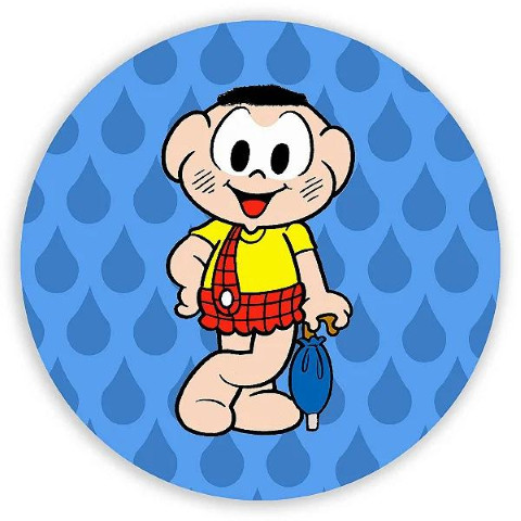 NOVO Painel Festa Infantil Redondo Cascão Guarda Chuva, Fundo Gotas de Água Azul + arco plástico de alta densidade medindo 78cm de diâmetro. O melhor custo x benefício do Brasil.  Lona com impressão digital de alta qualidade. fixação da lon