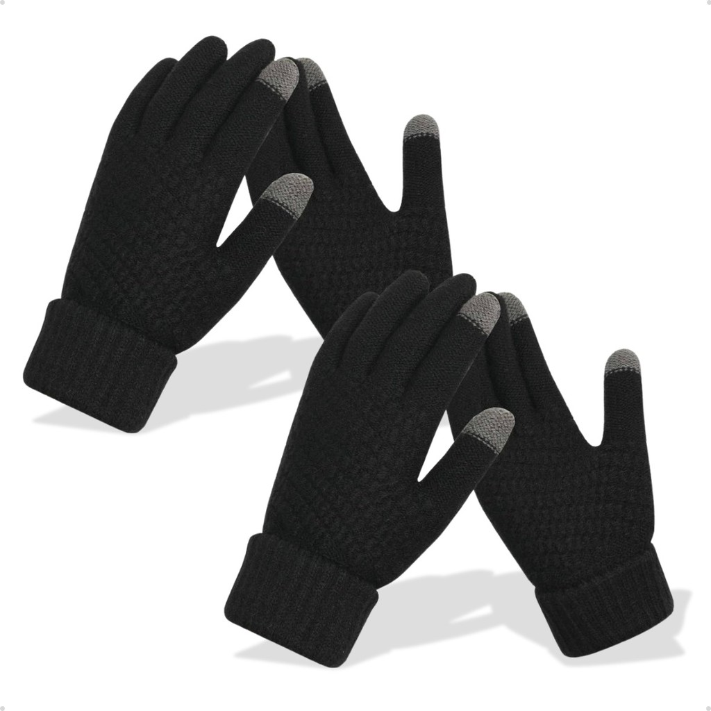 Luvas Touch Screen Kit De Frio 2 Pares Inverno Lã Térmica Celular Tablet Confortável Resistente