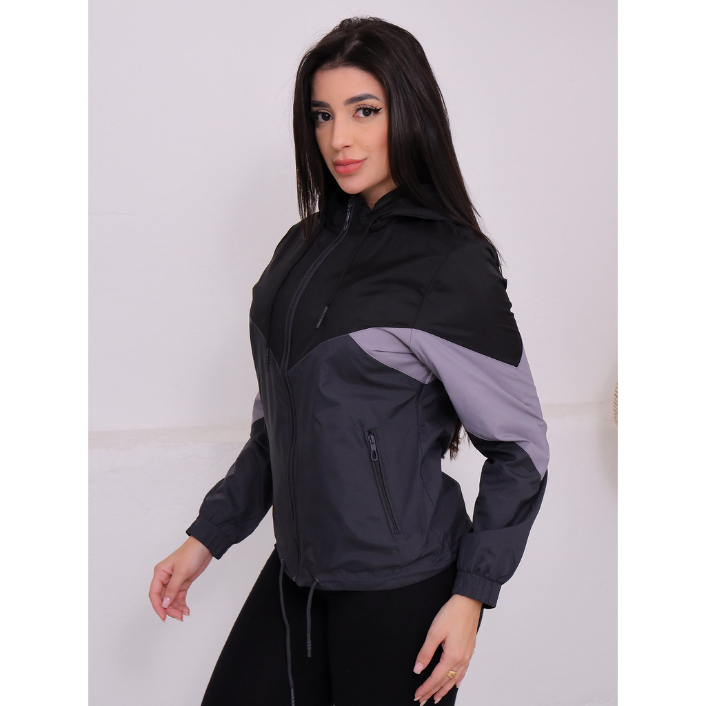 Jaqueta Corta Vento Feminino Dupla Face Premium Resistente Cordão Impermeável Frio Blusa Corta-Vento Dry Fit