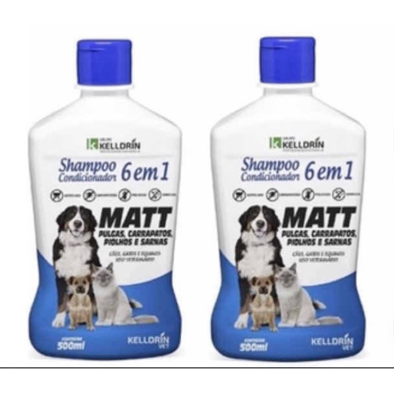 2 unidades Shampoo E Cond Ant Pulgas Carrapatos Sarna Matt 6 em 1 Kelldrin - FULL