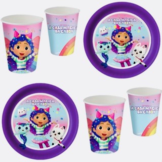 Kit Festa CASA MAGICA DA GABBY  8 Pratos + 8 Copos Descartável 200 Ml Papel - FESTCOLOR em Oferta na Shopee