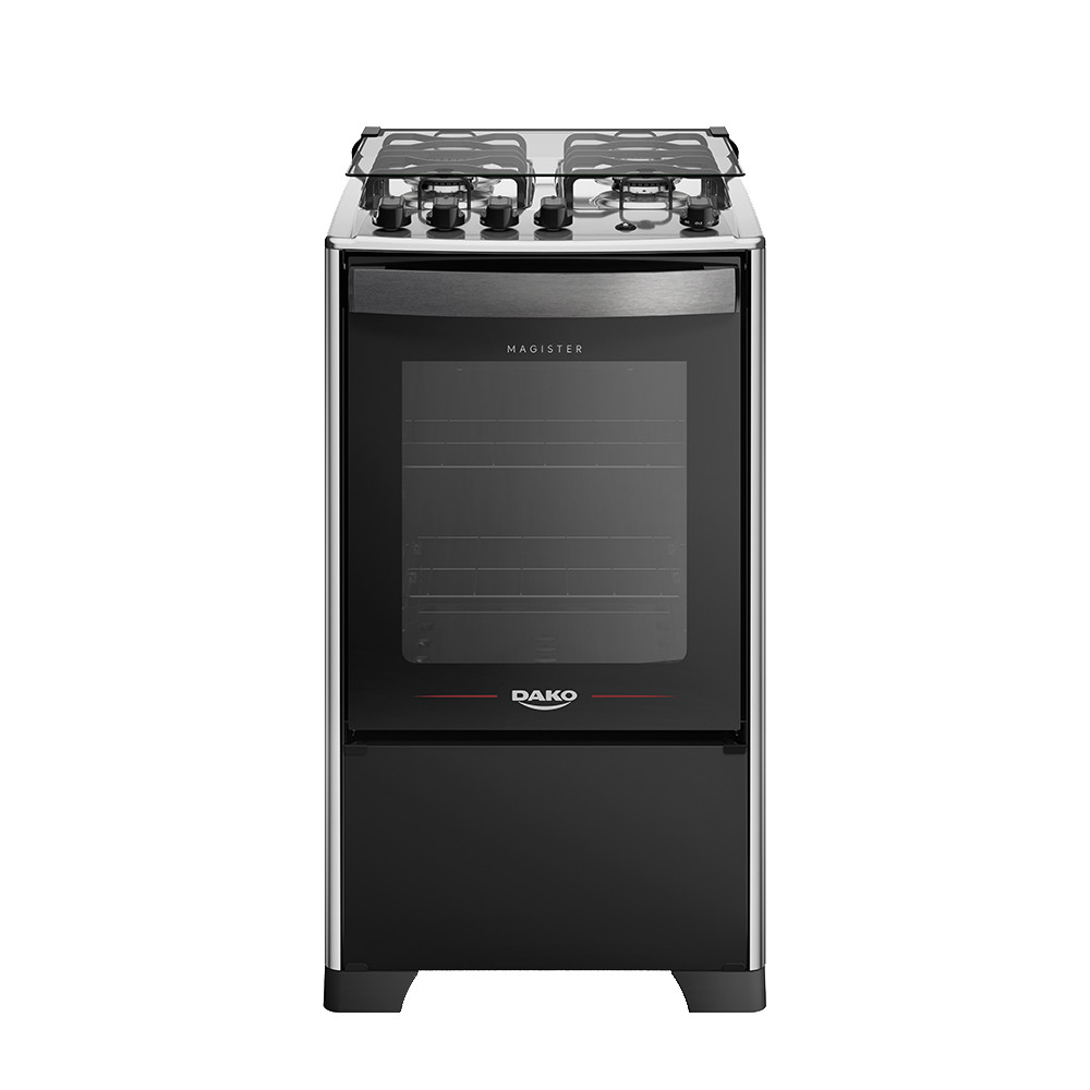 Fogão 4 Bocas a Gás Dako Magister com Acendimento Automático Mesa de Inox Preto Bivolt em Oferta na Shopee