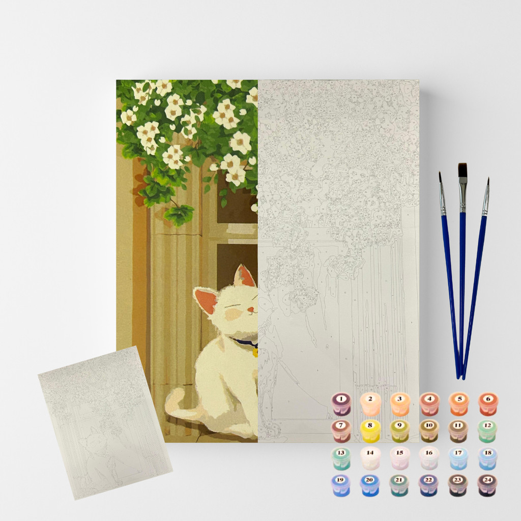 Pintura Numerada em Tela 40x50 Gatinha na Janela Sinoart C3040-w8155 em Oferta na Shopee