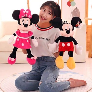 Boneca De Pelúcia Musical Mickey Minnie Laço Rosa Vermelho Aproximadamente 30cm Pronta Entrega