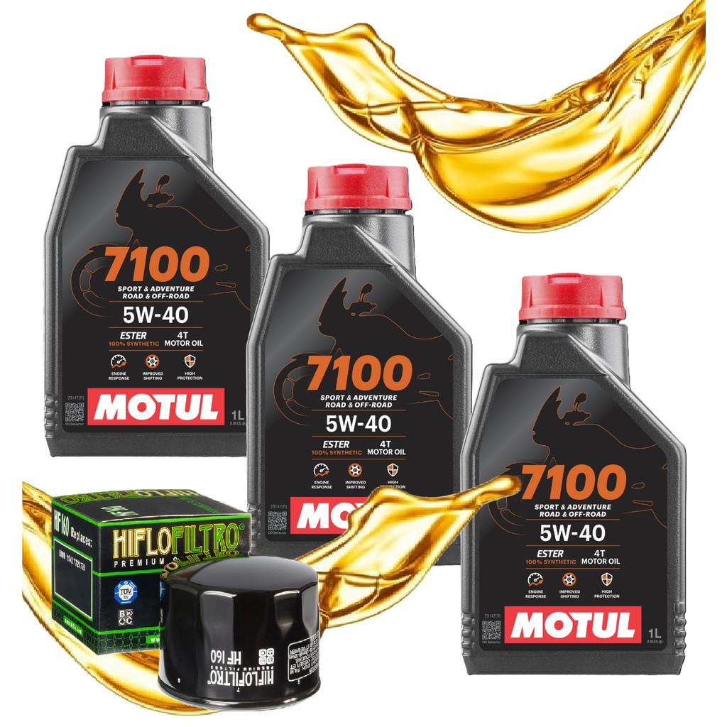 Troca de Óleo P/ Bmw F700 Gs / F750 Gs / F800 Gs / F850 Gs Motul 7100 5w40 + Filtro Hiflo Hf160