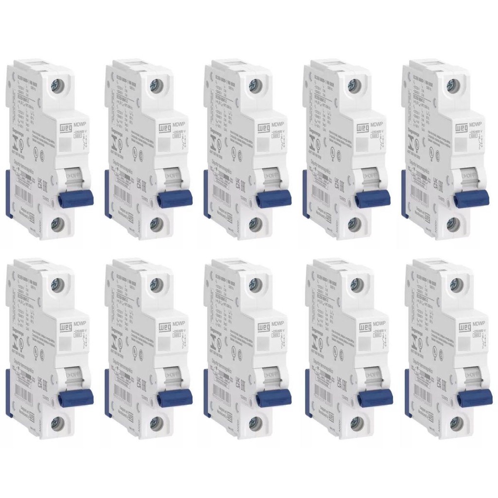 KIT 10 UNIDADES - WEG DISJUNTOR UNIPOLAR DIN 32A (MDW-C 32A 1 POLO)