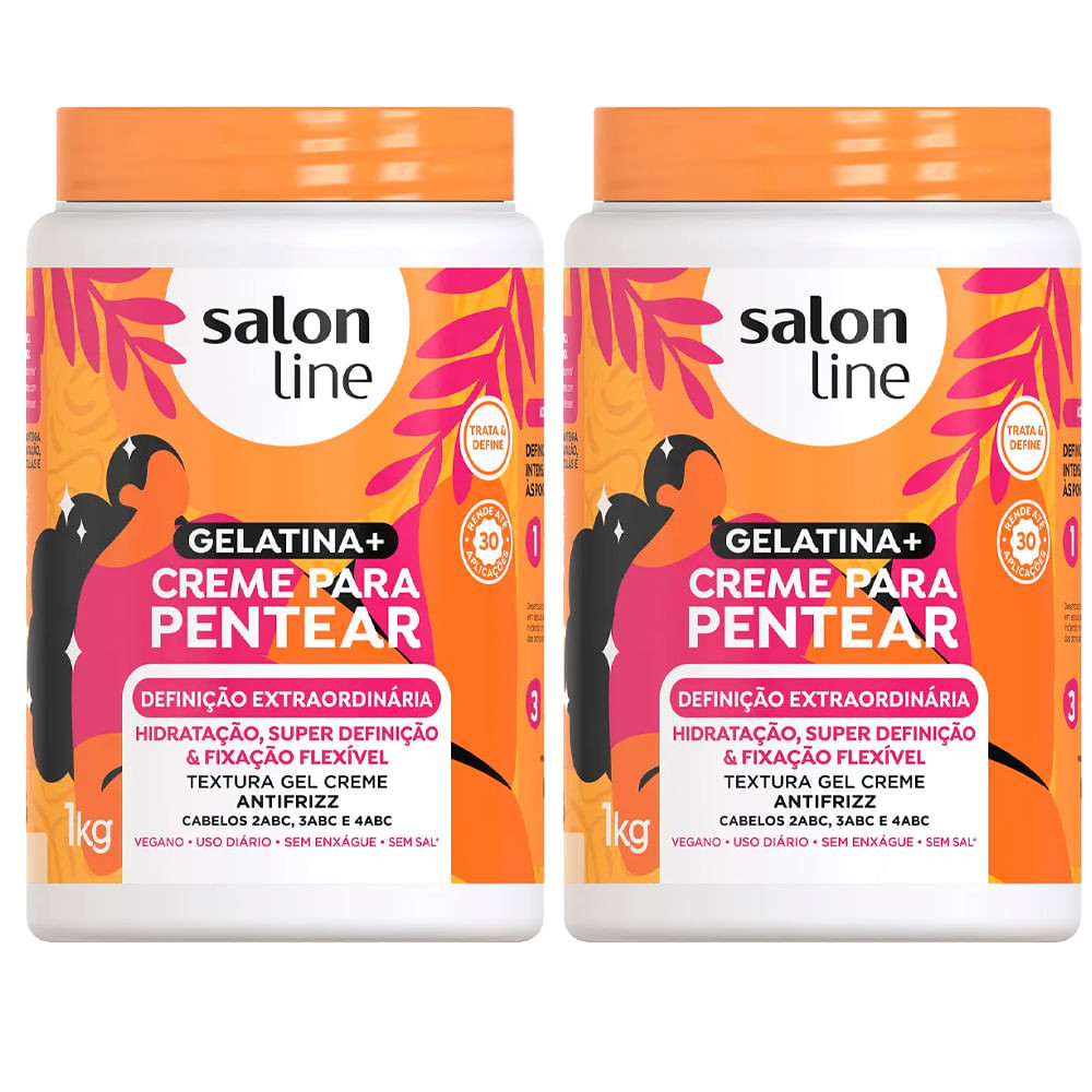 Kit Creme De Pentear Gelatina Salon Line Definição Extraordinária 1Kg - 2 Unidades - Beauty
