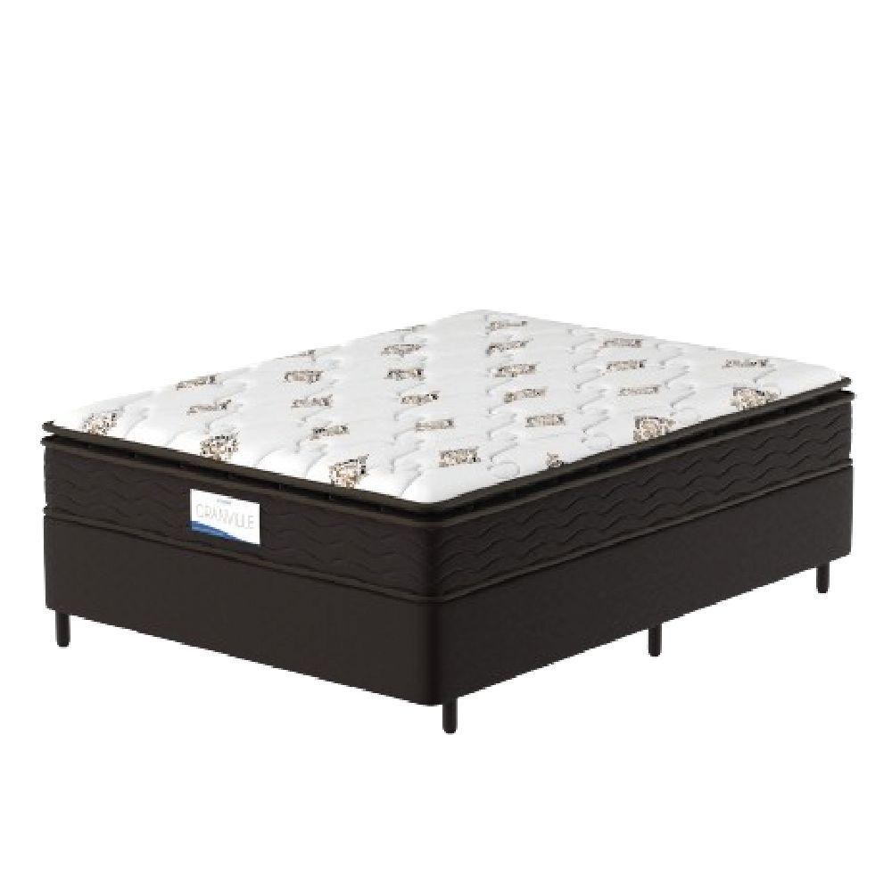 Cama Box Colchão Casal Molas Ensacadas Granville 138x188x66cm Marrom/branco Probel Marrom/branco