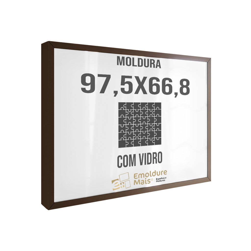 Moldura Marrom com Vidro para Quebra Cabeça Cabeca 97,5 x 66,8 2000 peças Quadro puzzle Clementoni