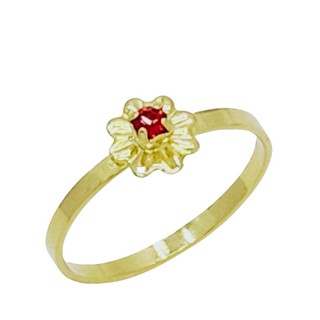 Anel Infantil Solitário Zirconia Flor Banho De Ouro 18k 2312