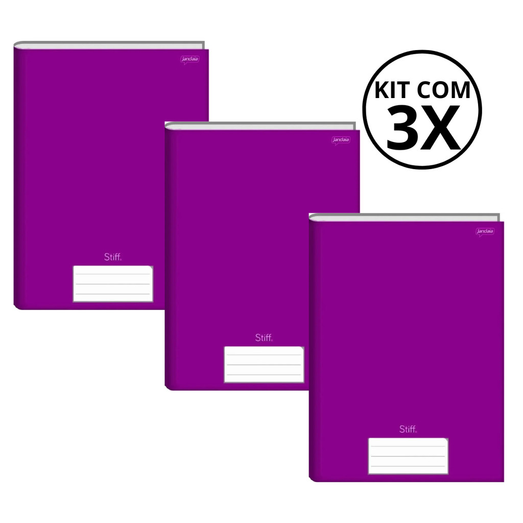 Kit Com 3 Caderno Brochura 96 Fls Pautado Capa Dura - Stiff KITS:KIT 03
