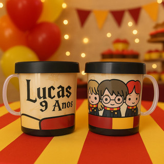Kit Canecas 300ml Personalizada Harry Potter Para Lembrancinha Aniversário Com Tema