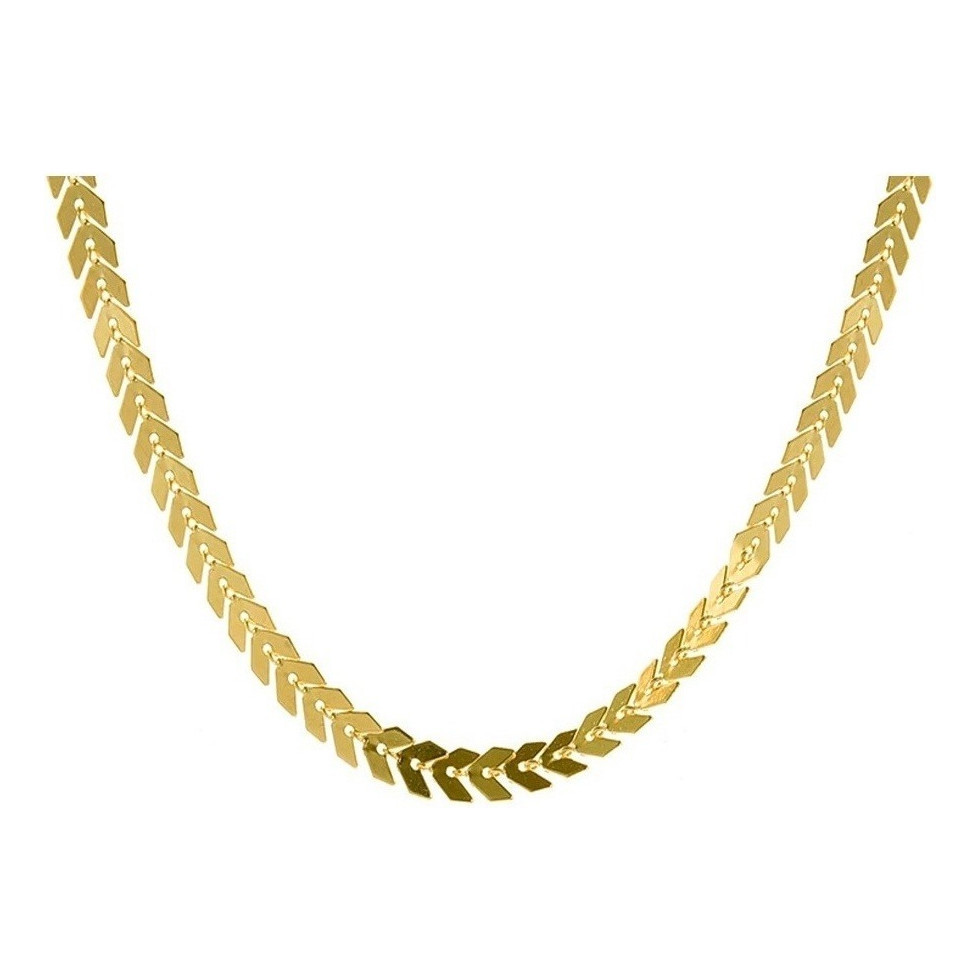 Colar Choker Escama De Peixe Tendência Folheado A Ouro 18k