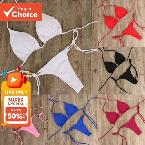 2 Pçs Conjuntos De Biquíni Sexy Para Mulher Tie-Side G-String Tanga Maiô Feminino Bandagem Acolchoada