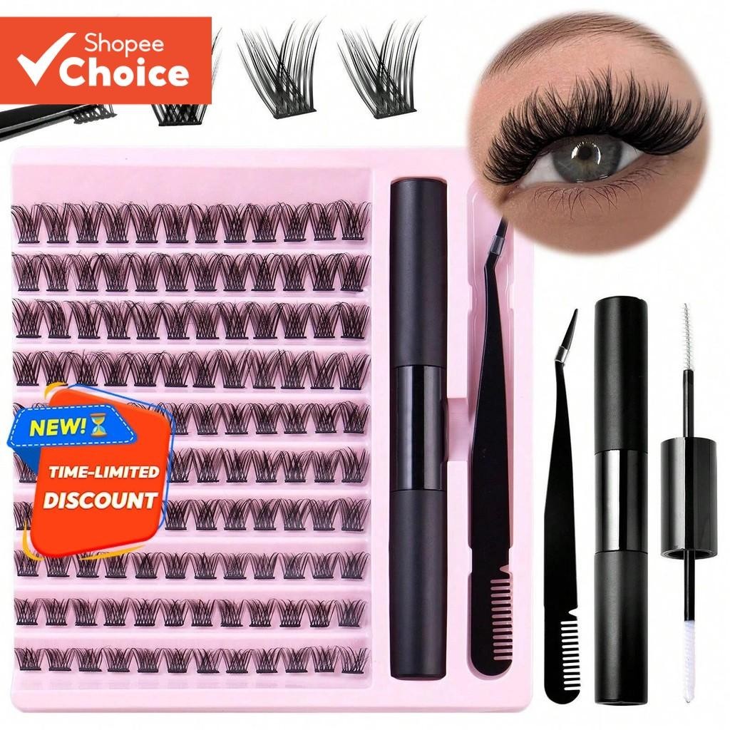 Kit de Extensão de Cílios Diy , Aglomerados com Ligação e Vedação Forte À Prova D'água