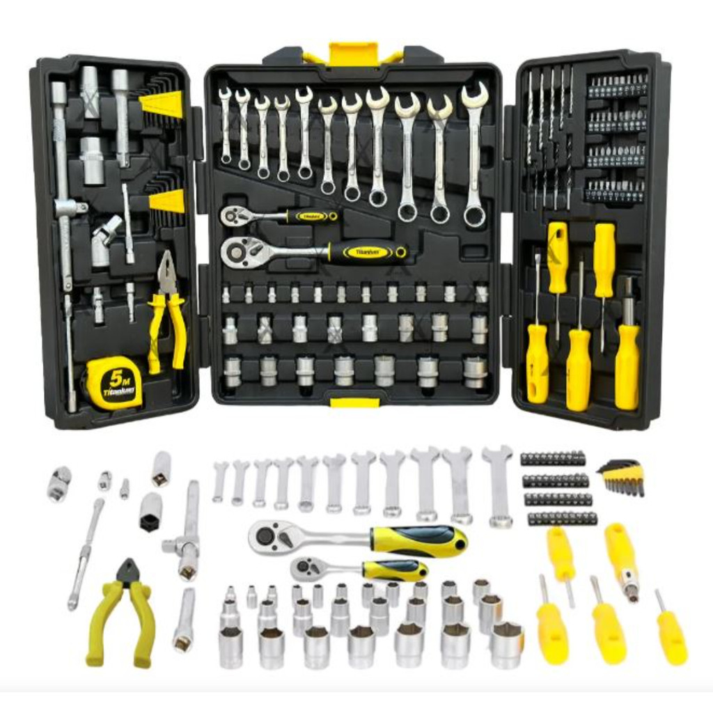 Jogo de Ferramentas Kit do Mecânico com 128 Peças Cromo Vanádio - Titanium Platina em Oferta na Shopee