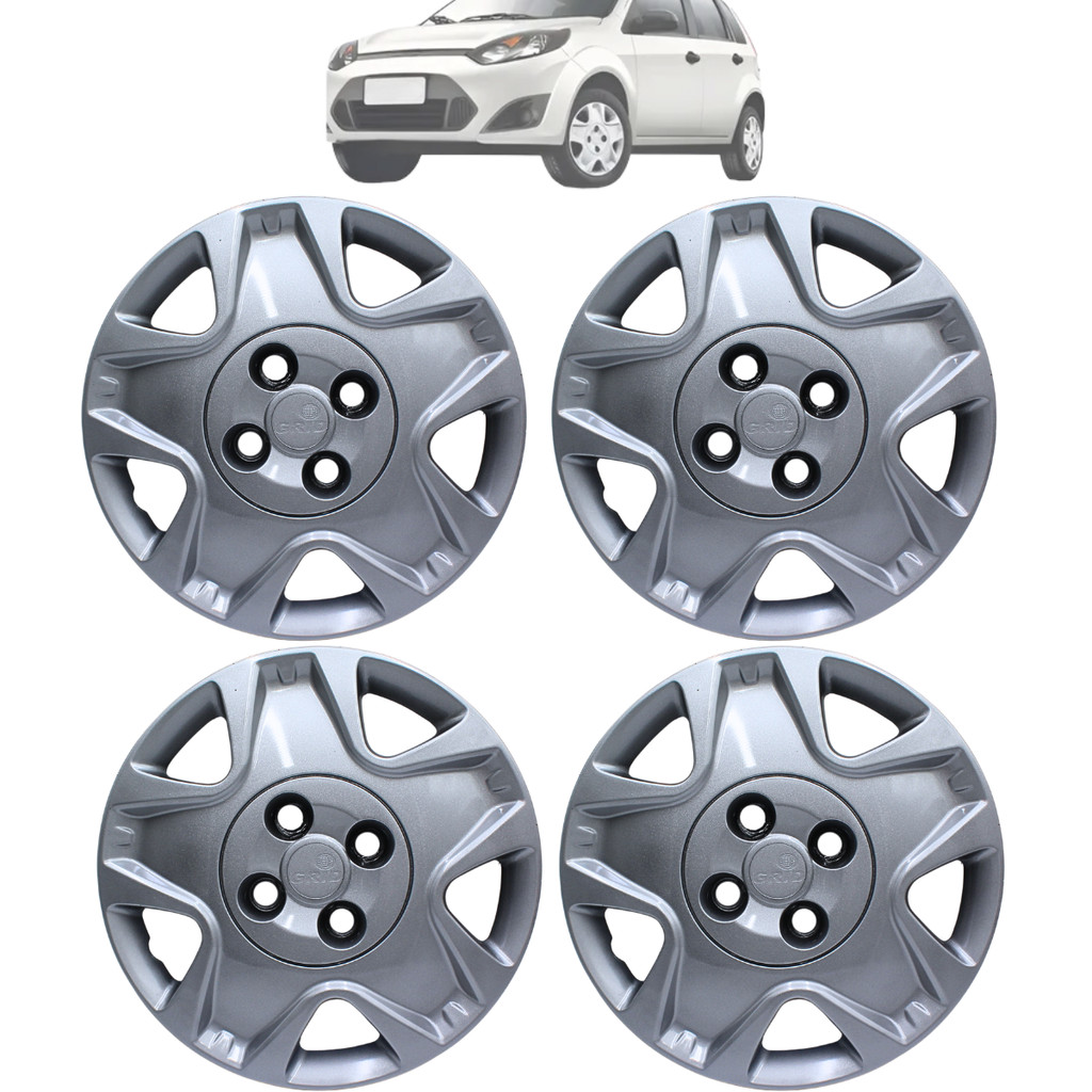 Jogo Calota Aro 14 Ford Fiesta Hatch Sedan 2011 2012 Prata