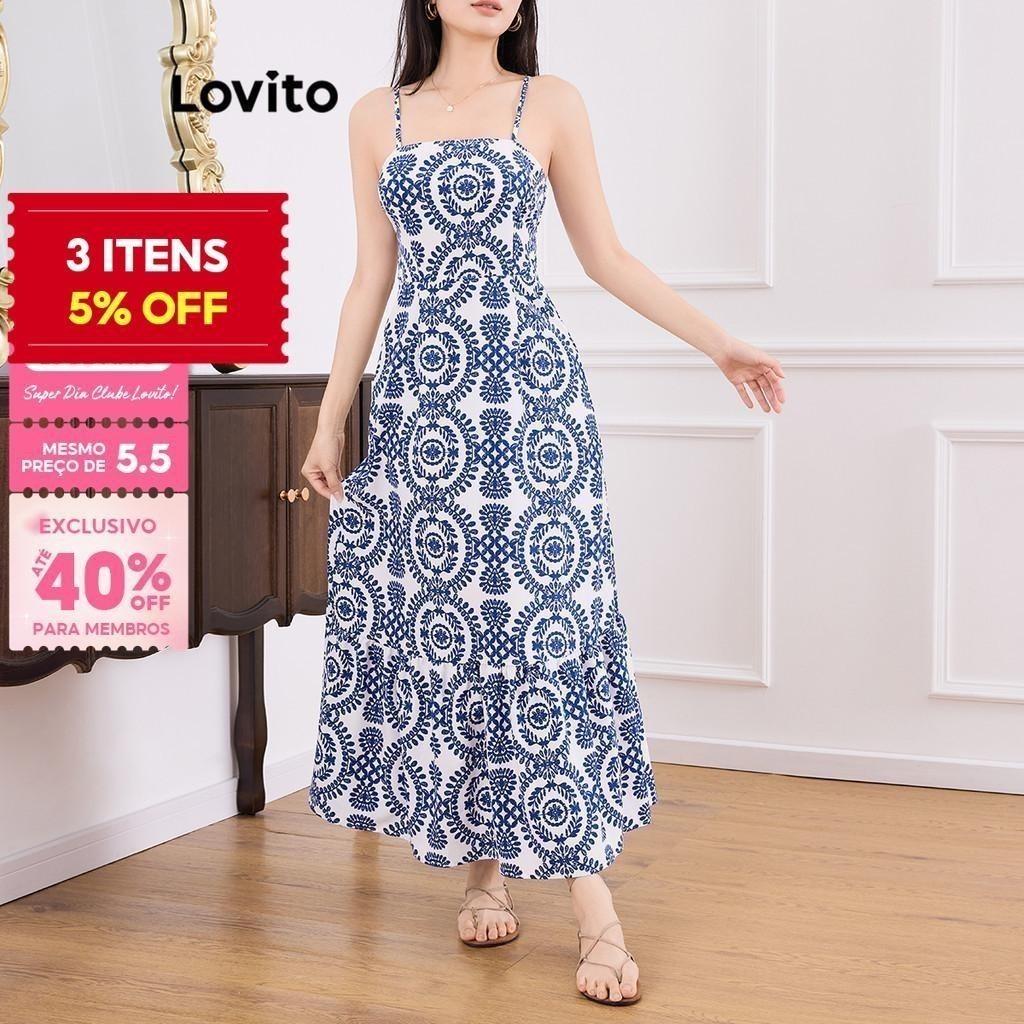 (Trendy) Lovito Vestido Casual Drapeada Vestido De Primavera E Verão Para Mulheres L121AD1056 - Women Clothes