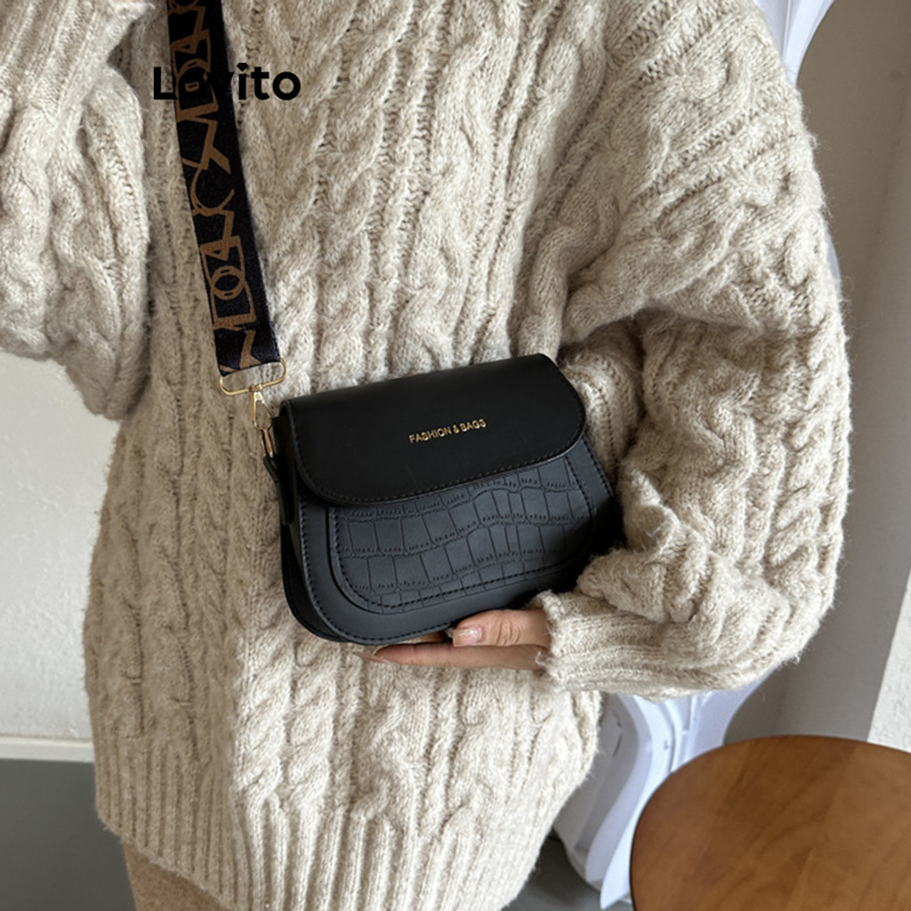 (Trendy) Lovito Casual Pequena Bolsa De Ombro Carta Colorblock Verão Pequena Bolsa De Ombro Para Mulheres LFA11383