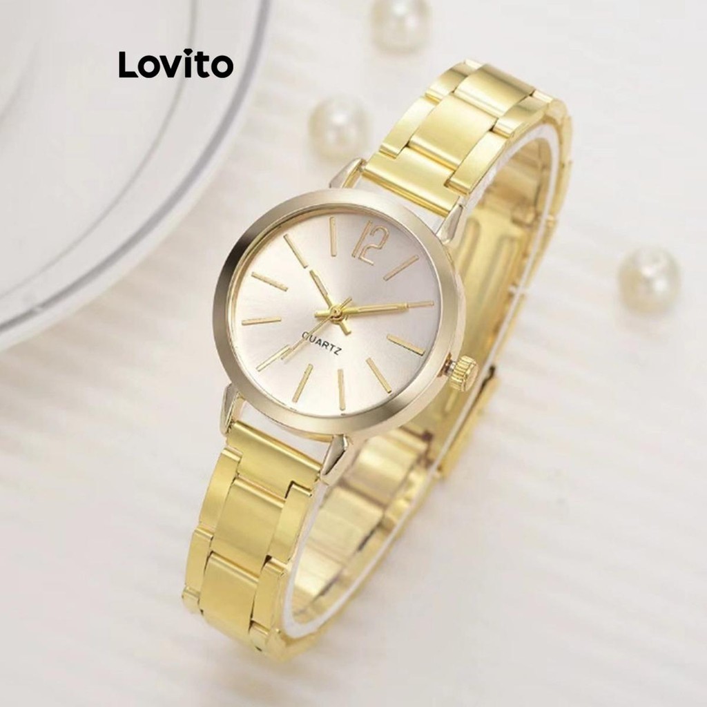 (Trendy) Lovito Casual Relógio Feminino de Quartzo Simples Levemente Luxuoso Sensação de Luxo para Deslocamento LFA12595