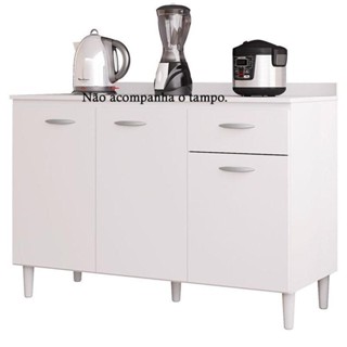 Balcão De Pia 120 Cm Branco Brilho Poquema em Oferta na Shopee