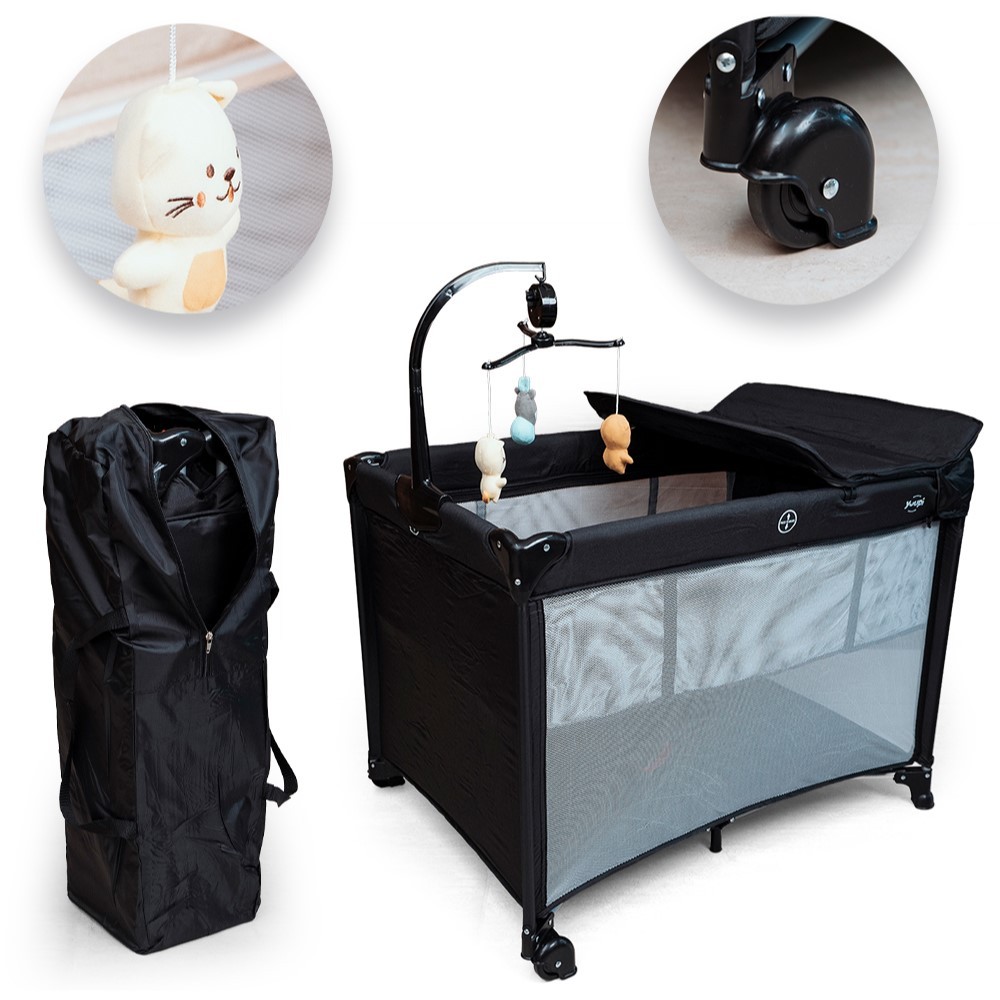 Berço e Cercadinho Portátil com Trocador e Bolsa para Transporte Preto Yuupi em Oferta na Shopee