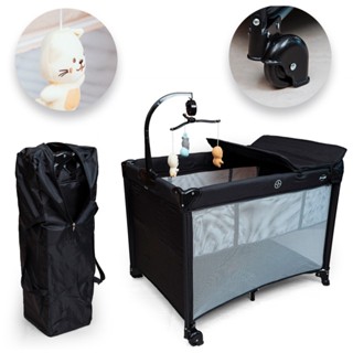 Berço e Cercadinho Portátil com Trocador e Bolsa para Transporte Preto Yuupi em Oferta na Shopee