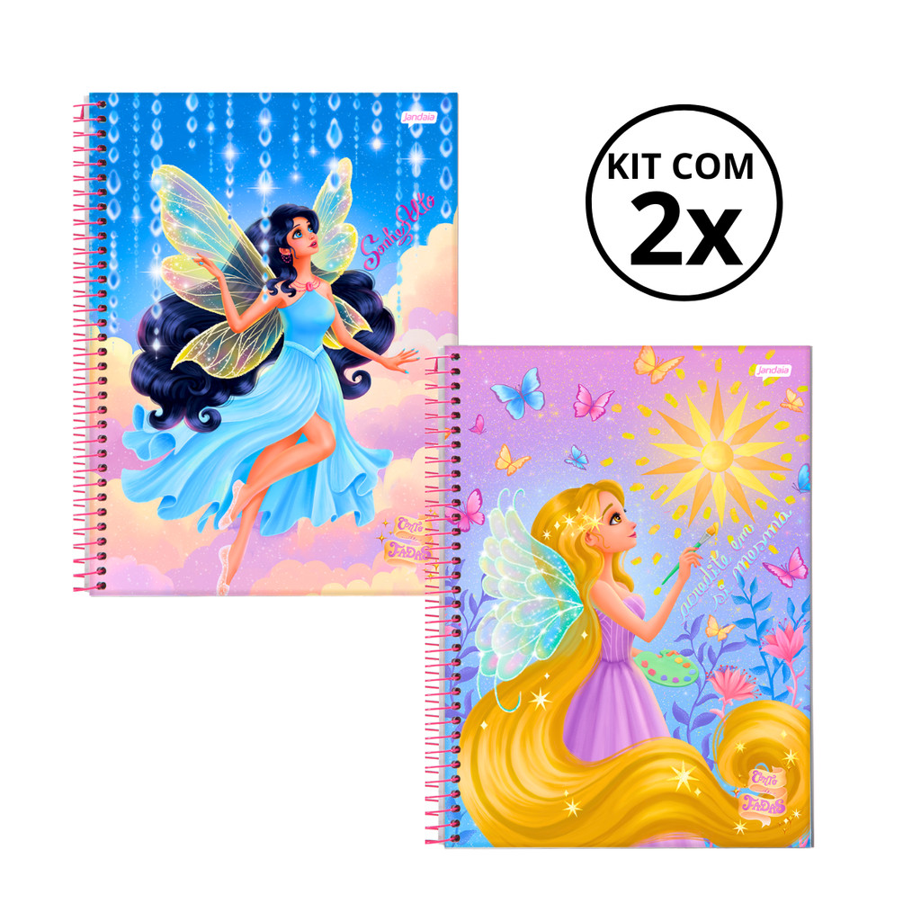Kit 02 Cadernos Universitário 1 Matéria 80 Folhas Conto de Fada - Jandaia CAPA:Azul/Amarelo em Oferta na Shopee