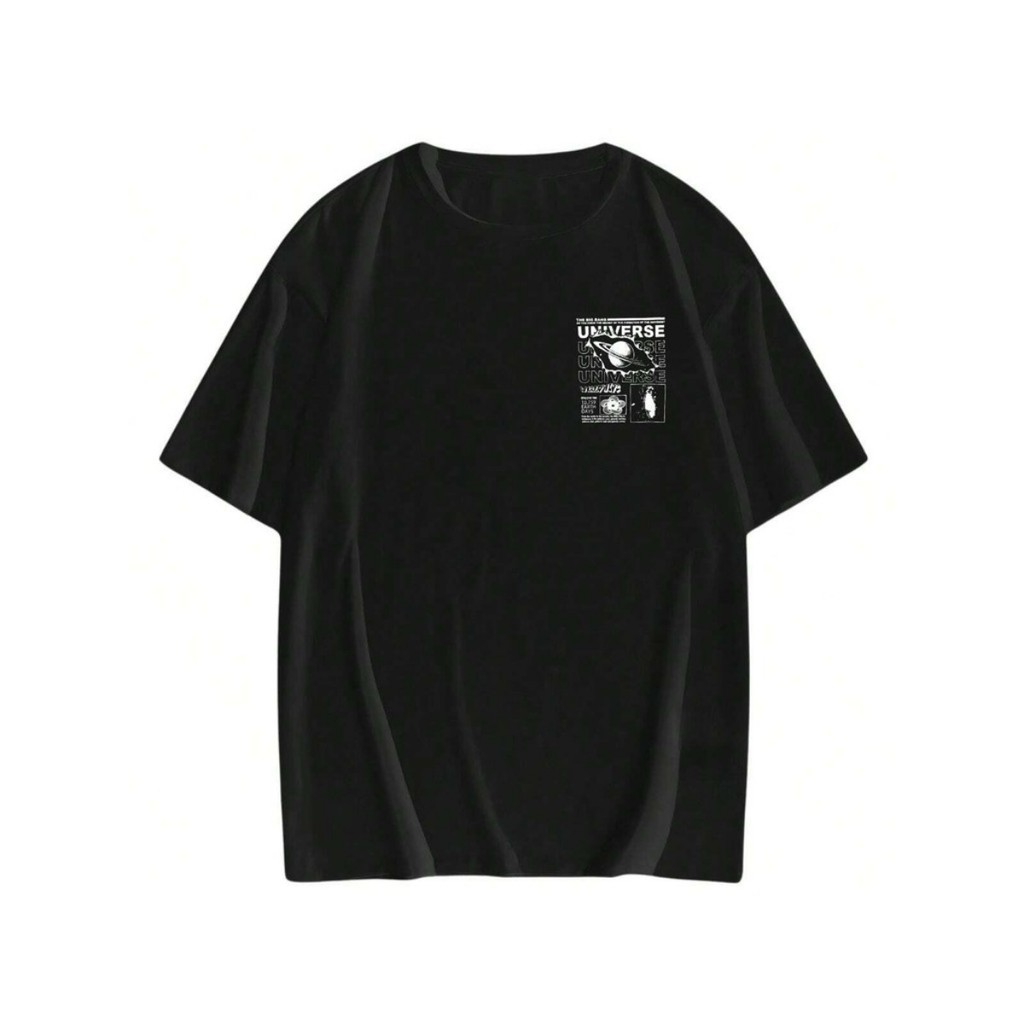 Camiseta Masculina Oversized Universe Gola Careca Streetwear Estilo De Rua Malha 100% Algodão Lançamento