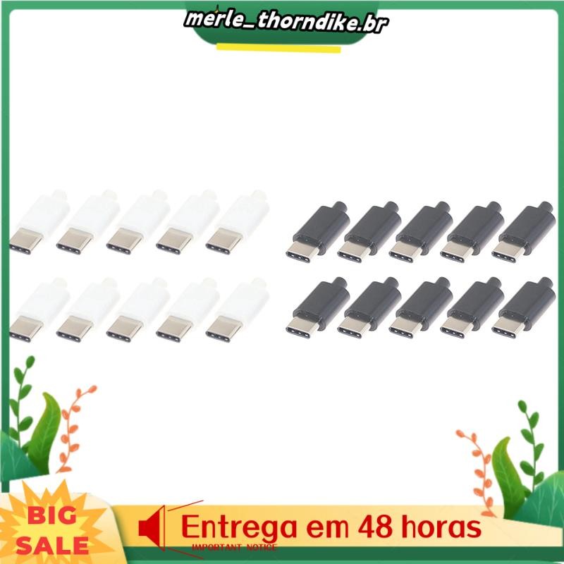 10 Pçs Tipo C Usb3.1 3A Conectores USB De Carregamento Rápido Macho Jack Cauda Plug Terminais Elétricos Soldagem DIY Cab