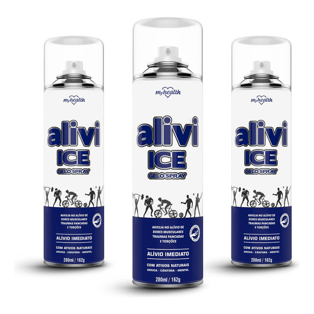 Kit 3 Un Alivi Ice Gelo Spray Alívio Imediato Dor Musculares