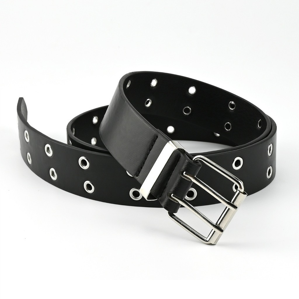 Cinto Feminino Unissex com Ilhós Duplo – Estilo Rock/Street – Preto, Branco e Marrom — imagem 2 de 2