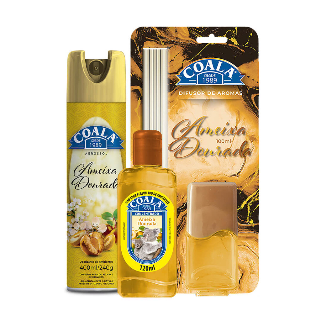 Kit Coala Aerossol + Difusor de Aromas + Limpador perfumado de Ambientes - Ameixa Dourada - Home & Living