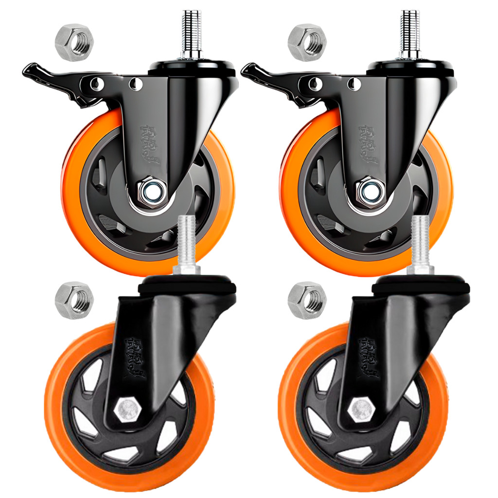 Kit 4 Rodinhas Para Moveis Com Espiga M12 Rodízio Roda Giratória Com Trava Sem Trava 3 Polegadas Rrj em Oferta na Shopee