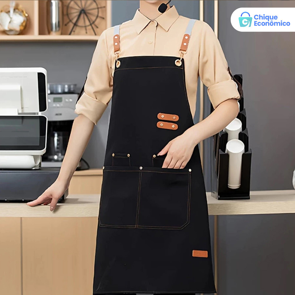 Avental Resistente à Água com Bolso - Ajustável para Cozinha Caseira em Oferta na Shopee