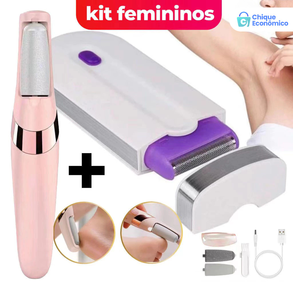 kit de cuidados femininos  Depilador recarregável sem fio 2 em 1 + Lixador de Pé Elétrico Portátil Profissional Para em Oferta na Shopee