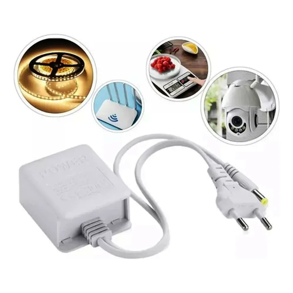 Fonte de Alimentação 12V 2A Bivolt para Câmera de Segurança | Plug 5,5mm em Oferta na Shopee
