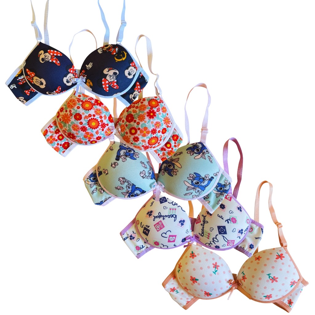 Kit 5 Sutiã 8 a 14 Anos Menina Moça com Bojo Estampado Liso Confortável Infantil Juvenil em Oferta na Shopee