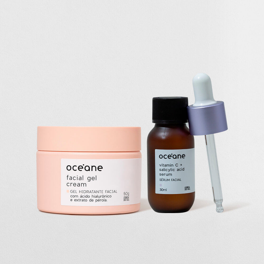 Kit Sérum Facial de Vitamina C e Ácido Salicílico + Gel Hidratante Facial (2 Produtos) - Beauty