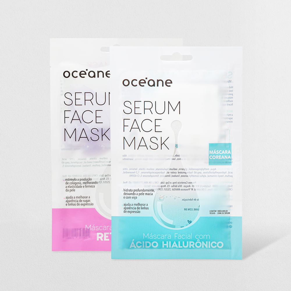 Kit Máscara Facial com Ácido Hialurônico + Máscara Facial com Retinol (2 Produtos) - Beauty
