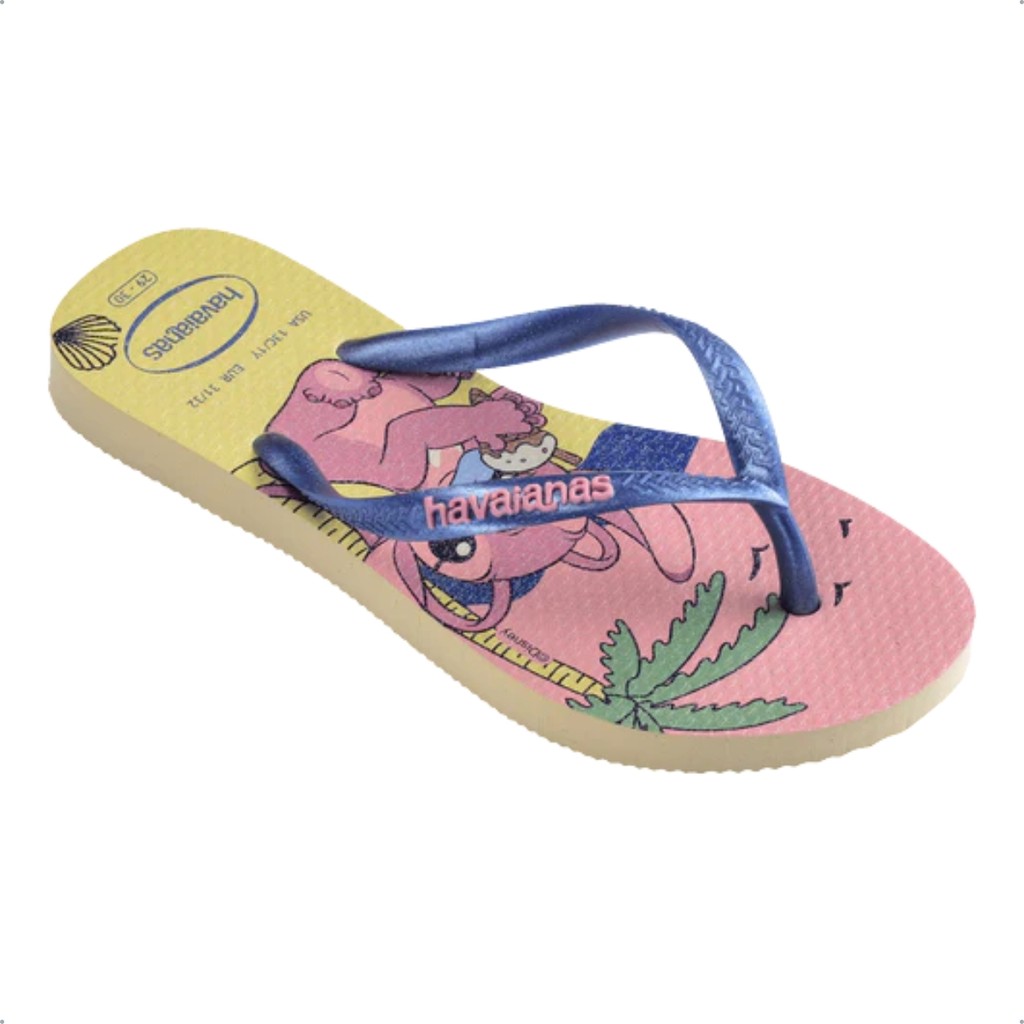 Chinelo Havaianas Kids Slim Disney Buttercream Infantil Feminino Original Confortável Princesas