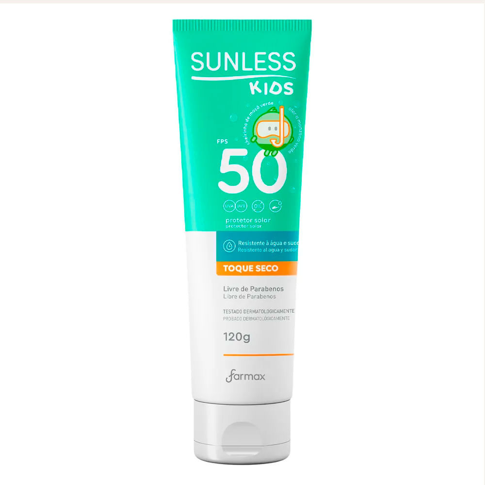 Protetor Solar Sunless Kids FPS 50 Toque Seco 120g - Beauty
