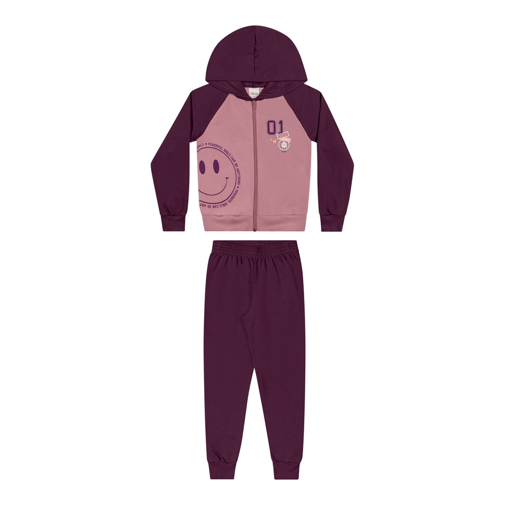 Conjunto Infantil Menina Jaqueta e Calça Moletom Elian Rosa - Baby & Kids Fashion