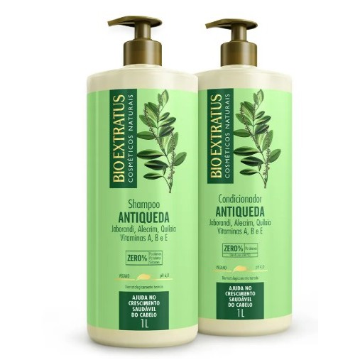 Kit Jaborandi Shampoo e Condicionador Bio Extratus 1L Antiqueda e Crescimento
