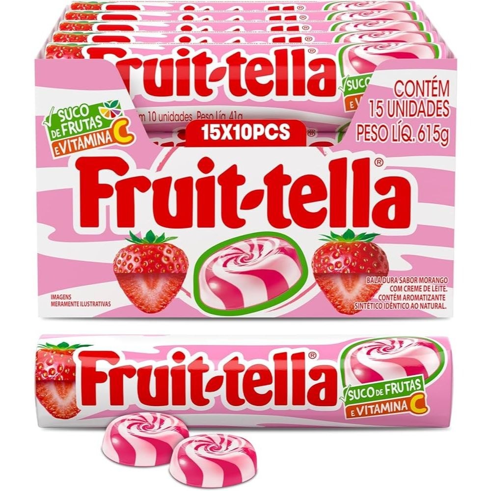 Bala Dura Fruittella Swirl Morango Com Creme De Leite Display 41g 15 Unidades