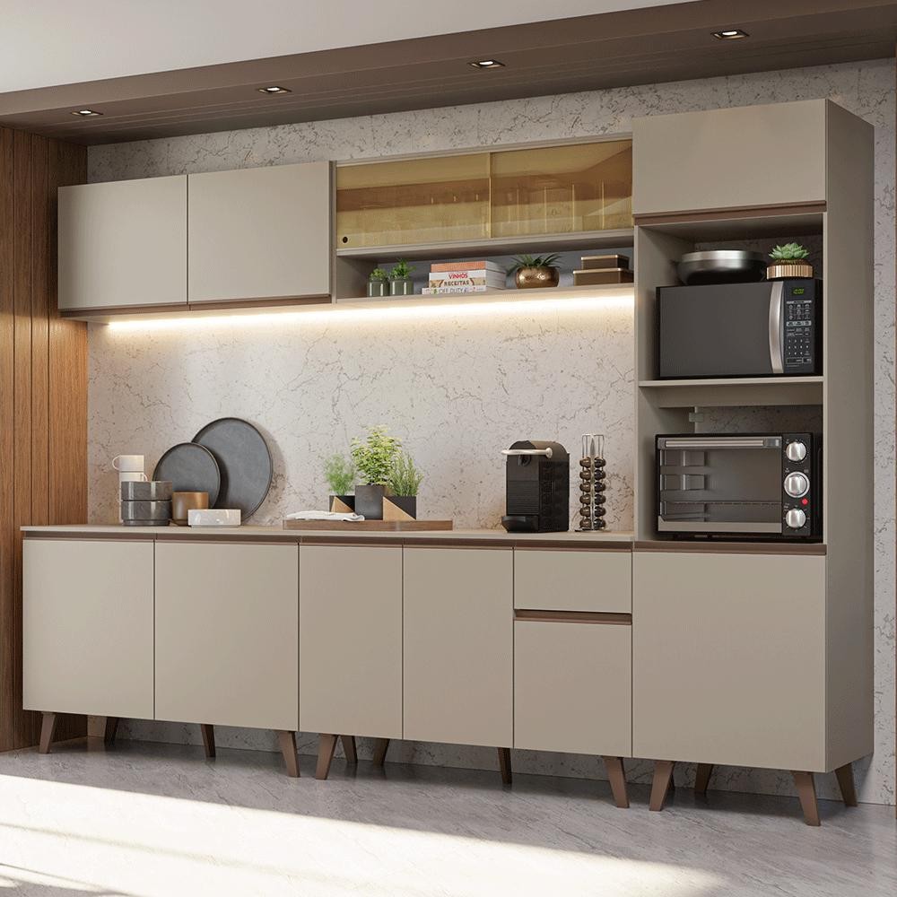 Armário de Cozinha Completa 300 cm Nice Madesa 01 em Oferta na Shopee